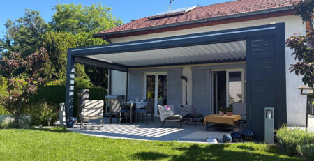 Réalisation Fermetures NEWART pergola sur mesure Divonne-les-Bains